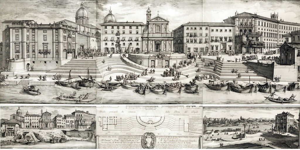 AlessandroSpecchi, Prospetto del Porto di Ripetta, acquaforte, 1704, Museo di Roma-Gabinetto delle Stampe