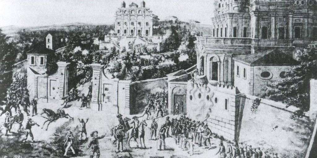 Leone Paladini - Veduta della Villa Giraud detta il Vascello e della Villa Corsini detta il Casino dei Quattro Venti Leone Paladini - Veduta della Villa Giraud detta il Vascello e della Villa Corsini detta il Casino dei Quattro Venti
