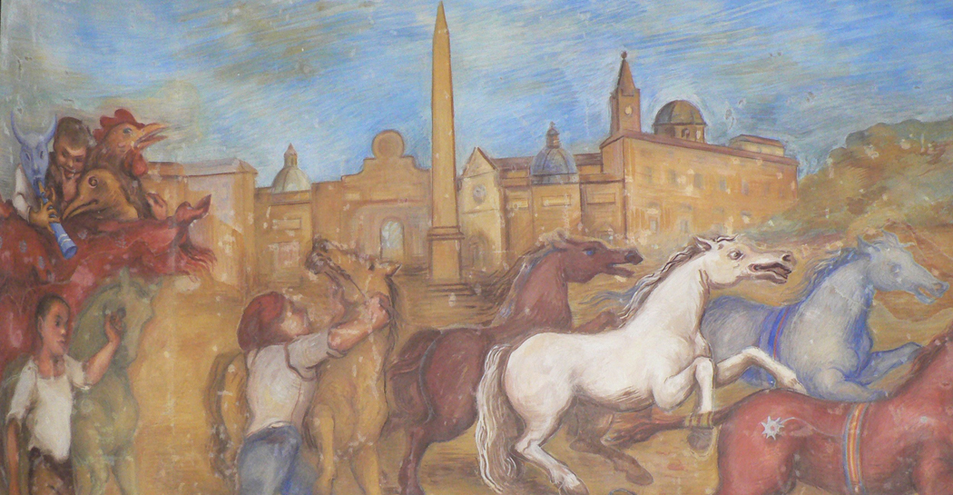 O. Tamburi, Carnevale Romano, part. Corsa dei Berberi. O. Tamburi, Carnevale Romano, part. Corsa dei Berberi.