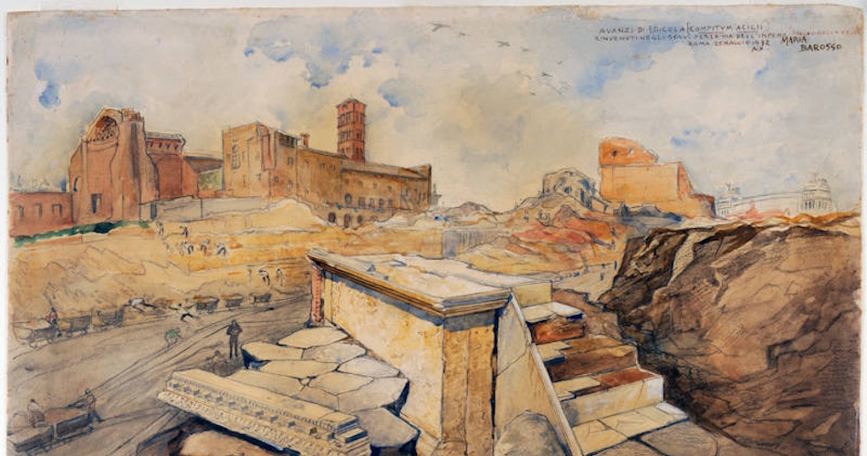Maria Barosso, Resti del Compitum degli Acili ritrovati nel corso dei lavori per l’apertura di via dell’Impero