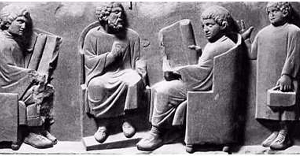 Rilievo con scena di scuola - Calco. Roma. Museo della Civiltà Romana. Rilievo con scena di scuola - Calco. Roma. Museo della Civiltà Romana.