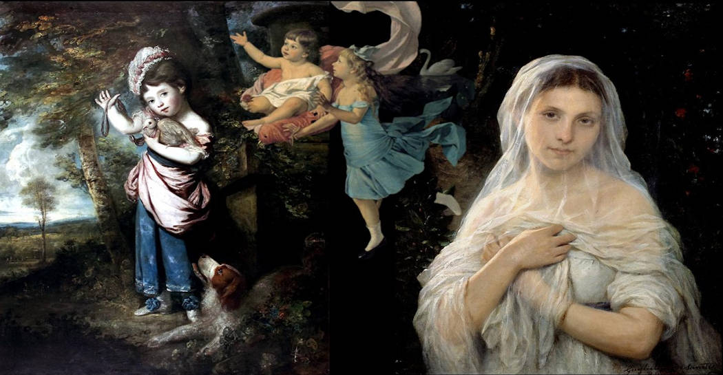 Fantasia di opere del Museo di Roma (La Modestia di G. De Sanctis, Ritratto di Miss Catherine Bishop di J. Reynolds, dettaglio La principessa Elizabeth Brancaccio coi figli di F. Gai)