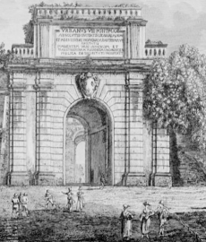 Antica stampa che raffigura i bastioni del Gianicolo