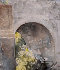 Pedro Cano, Ponte Rotto, 2023. Acquerello su carta, 38x57cm. Foto José Luis Montero