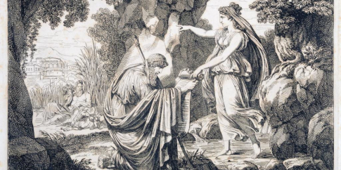 Pinelli Bartolomeo, Numa Pompilio riceve le leggi dalla Ninfa Egeria, stampa, Museo di Roma. 