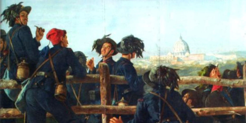 Bersaglieri e veduta di Roma dall’alto Bersaglieri e veduta di Roma dall’alto