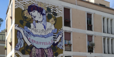 Murale a Garbatella di Solo e Diamond dal titolo Oh my darling Clementine, 2020, Via Francesco Passino 40, Roma