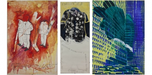 a sx MARIO SCHIFANO Caro Alberto...- al centro ARIO SCHIFANO Estate‚’65 - a dx TITINA MASELLI Composizione urbana