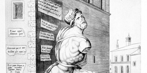 Pasquino. Beatrizet Nicolas (Beatricetto) inc., 1525-1580. 1550 Roma Museo di Roma Lafrery Antonio ed.