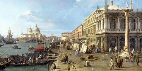 Canaletto (1697-1768) Il Molo verso ovest con la Colonna di San Teodoro a destra, Venezia 1738 circa olio su tela, cm 110,5 x 185,5 Milano, Pinacoteca del Castello Sforzesco, Raccolte d'Arte Antica, 1474 © Comune di Milano - tutti i diritti di legge riservati Photo Credit: Saporetti 1995 Matteo De Fina 2008 Ravelli 2016