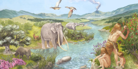 Lungo il fiume di Casal de’ Pazzi vivono uomini, donne e bambini di Neanderthal ma anche numerosissime specie animali e vegetali, tra le quali molte estinte, tra cui spicca l’elefante dalle zanne dritte. Il disegno è opera di Alice Siracusano, realizzato per conto del Digilab Sapienza (Intervento PNRR M1C3 1.2 – “Casal de’ Pazzi Accessibile”. Proprietà del Museo di Casal de’ Pazzi) Lungo il fiume di Casal de’ Pazzi vivono uomini, donne e bambini di Neanderthal ma anche numerosissime specie animali e vegetali, tra le quali molte estinte, tra cui spicca l’elefante dalle zanne dritte. Il disegno è opera di Alice Siracusano, realizzato per conto del Digilab Sapienza (Intervento PNRR M1C3 1.2 – “Casal de’ Pazzi Accessibile”. Proprietà del Museo di Casal de’ Pazzi)