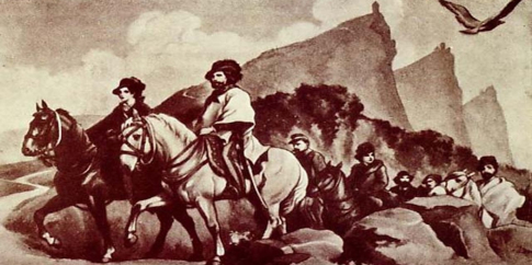 Museo della Repubblica Romana_Dipinto di Giuseppe e Anita Garibaldi a cavall