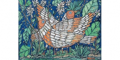 Garth Speight, Coppia di uccelli, acrilico, cm. 35x25