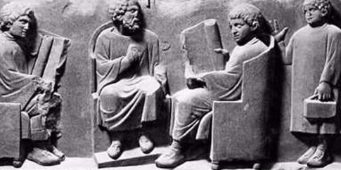 Rilievo con scena di scuola - Calco. Roma. Museo della Civiltà Romana. Rilievo con scena di scuola - Calco. Roma. Museo della Civiltà Romana.