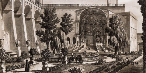 F. Cacchiatelli, G. Cleter, Edifizio de Giuochi d’Acqua al Giardino Quirinale, 1848, incisione