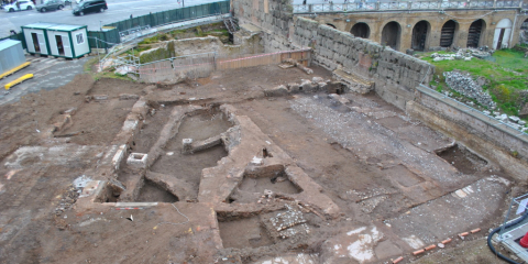 Lo scavo visto da Torre dei Conti (Archivio Fori Imperiali) Lo scavo visto da Torre dei Conti (Archivio Fori Imperiali)