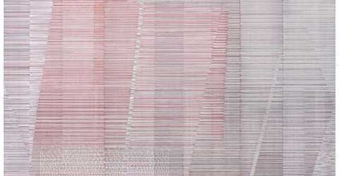 Marina Bindella, Sui bordi del tempo I, 2023 (Totale e IV tavola), tecnica mista su cartoncino ondulato, cm 70 x 780 totale installazione (8 pannelli intelaiati) Marina Bindella, Sui bordi del tempo I, 2023 (Totale e IV tavola), tecnica mista su cartoncino ondulato, cm 70 x 780 totale installazione (8 pannelli intelaiati)