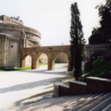 Parco della Mole Adriana, veduta del parco con Castel S. Angelo e il Passetto