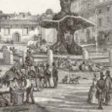 La fontana delle Api in un’incisione di L. Rossini, seconda metà del XIX secolo
